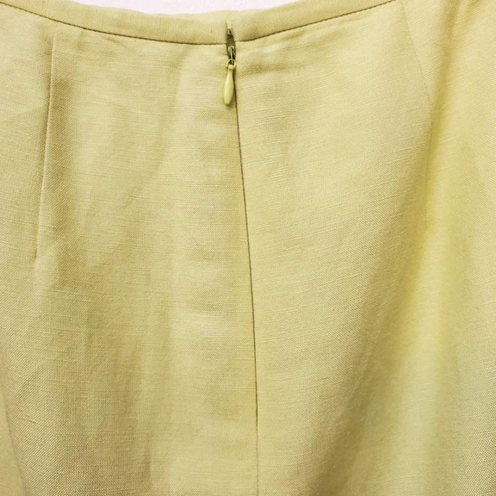 Calvin Klein Light Charteuse Green Linen Blend Pencil Skirt Size 12 Minimalist - Picture 4 of 7